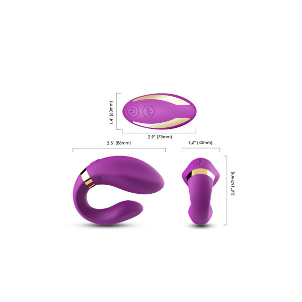 Vibromasseur forme U Violet pour couple avec double moteurs 